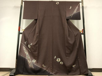 平和屋着物●訪問着　草花文　暈し染め　金彩　正絹　逸品　AABI9155fy