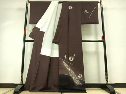 平和屋着物●訪問着　草花文　暈し染め　金彩　正絹　逸品　AABI9155fy