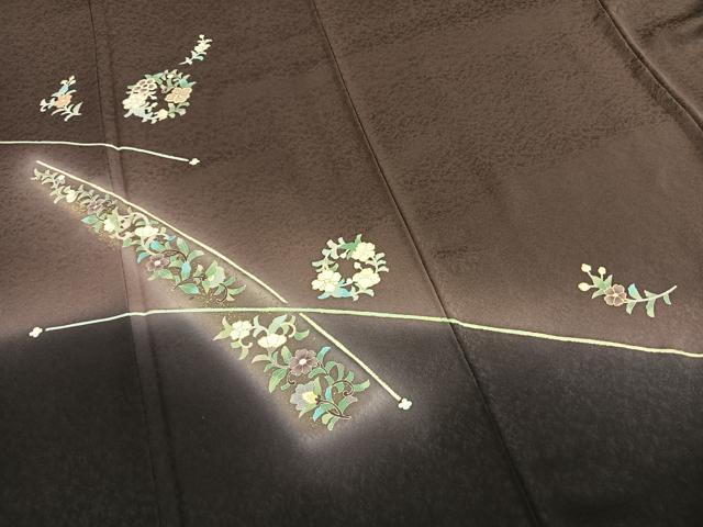平和屋着物●訪問着　草花文　暈し染め　金彩　正絹　逸品　AABI9155fy