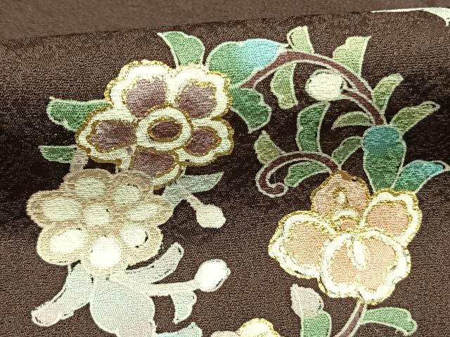 平和屋着物●訪問着　草花文　暈し染め　金彩　正絹　逸品　AABI9155fy
