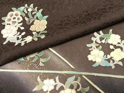 平和屋着物●訪問着　草花文　暈し染め　金彩　正絹　逸品　AABI9155fy