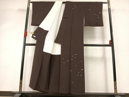 平和屋着物●日本舞踊家 岩井流宗元　岩井友見　訪問着　舞蝶文　金糸　丹後ちりめん　反端付き　正絹　逸品　AABI9156fy