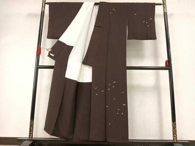 平和屋着物●日本舞踊家 岩井流宗元　岩井友見　訪問着　舞蝶文　金糸　丹後ちりめん　反端付き　正絹　逸品　AABI9156fy