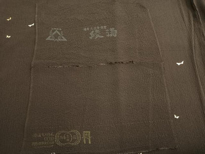 平和屋着物●日本舞踊家 岩井流宗元　岩井友見　訪問着　舞蝶文　金糸　丹後ちりめん　反端付き　正絹　逸品　AABI9156fy
