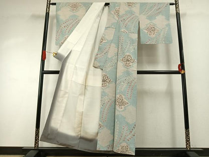 平和屋着物●上質な小紋　紬地　絞り　辻が花　正絹　逸品　未使用　AABI9157fy