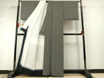 平和屋着物●江戸小紋　鮫小紋柄　黒地　正絹　逸品　AABI9160fy