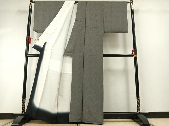 平和屋着物●江戸小紋　鮫小紋柄　黒地　正絹　逸品　AABI9160fy