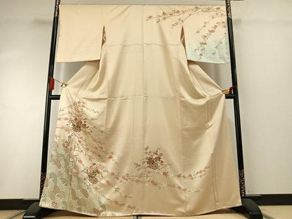 平和屋着物●訪問着　片輪車花文　暈し染め　金彩　正絹　逸品　AABI9162fy