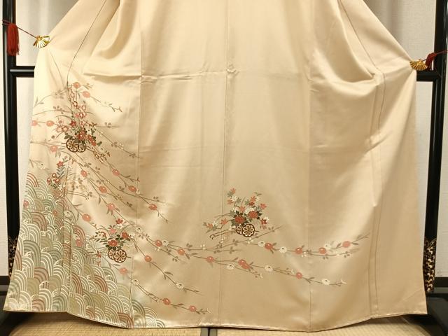 平和屋着物●訪問着　片輪車花文　暈し染め　金彩　正絹　逸品　AABI9162fy