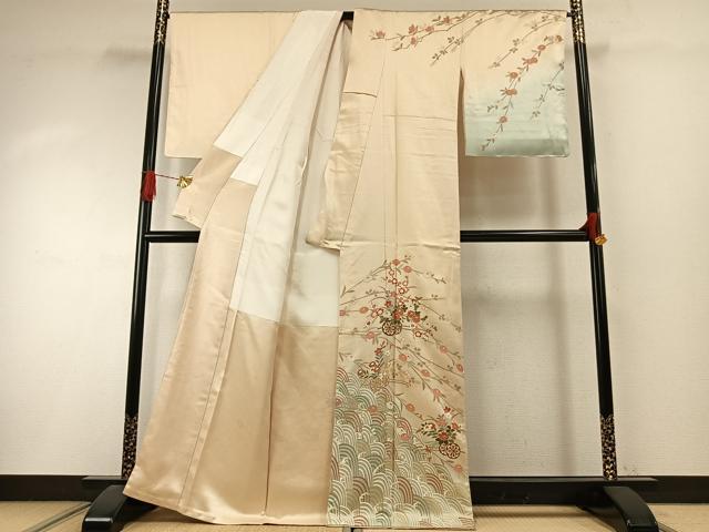 平和屋着物●訪問着　片輪車花文　暈し染め　金彩　正絹　逸品　AABI9162fy