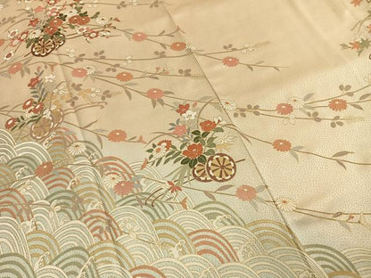 平和屋着物●訪問着　片輪車花文　暈し染め　金彩　正絹　逸品　AABI9162fy