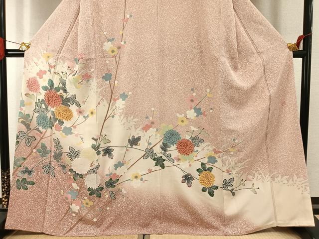 平和屋着物●訪問着　友禅　作家物　枝花文　暈し染め　正絹　逸品　AABI9164fy