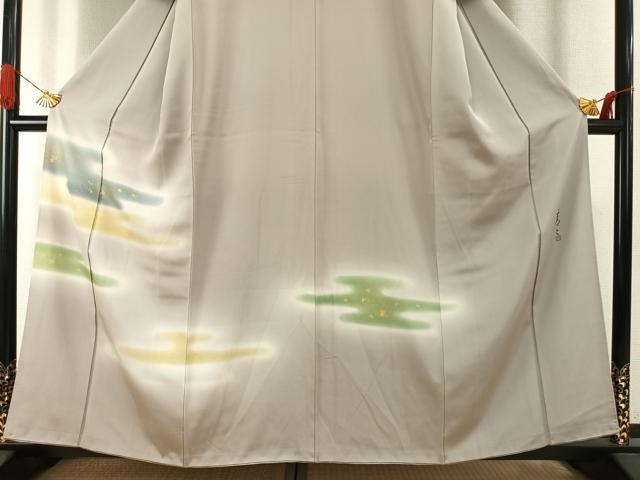 平和屋着物●京友禅の第一人者　松井青々　訪問着　霞取り文様　暈し染め　金彩　正絹　逸品　AABI9166fy