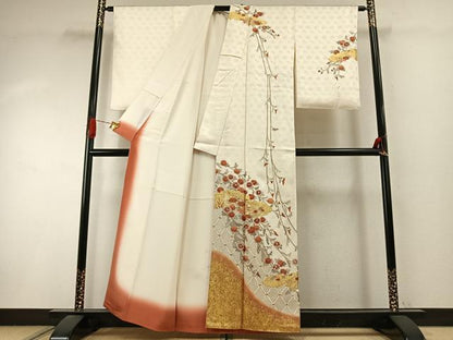 平和屋着物●訪問着　刺繍　雲取り花文　金彩　正絹　逸品　AABI9167fy