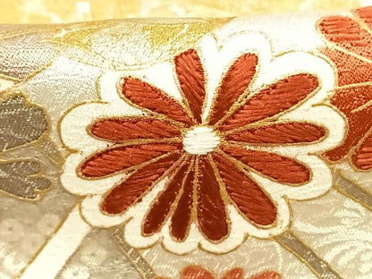 平和屋着物●訪問着　刺繍　雲取り花文　金彩　正絹　逸品　AABI9167fy