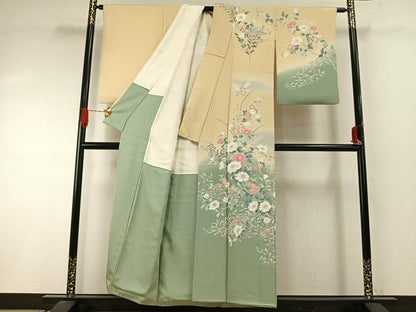 平和屋着物●訪問着　友禅　作家物　草花文　暈し染め　正絹　逸品　AABI9172fy