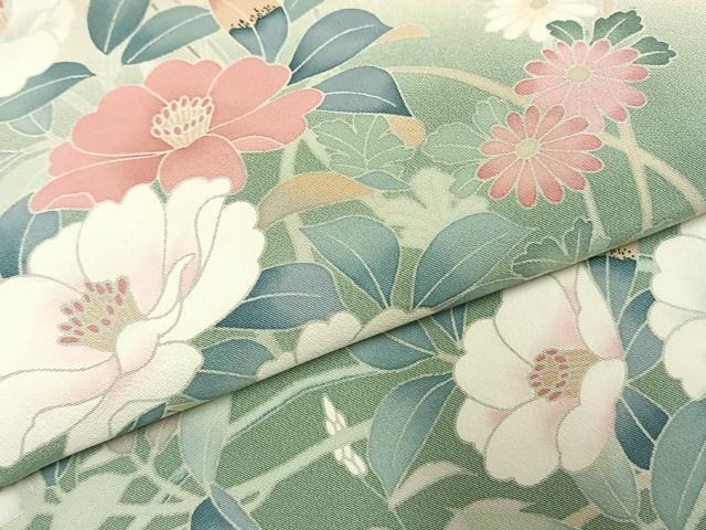平和屋着物●訪問着　友禅　作家物　草花文　暈し染め　正絹　逸品　AABI9172fy