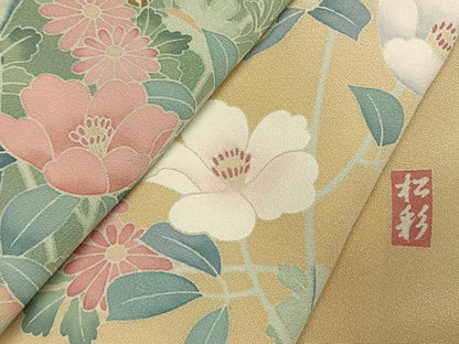 平和屋着物●訪問着　友禅　作家物　草花文　暈し染め　正絹　逸品　AABI9172fy
