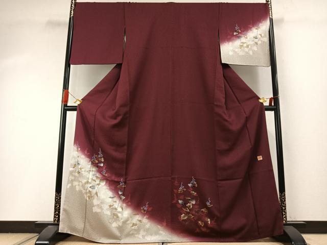 平和屋着物●和紙染染色作家・植村彩弘　訪問着　草花文　暈し染め　金彩　やまと誂製　正絹　逸品　AABI9175fy