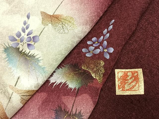 平和屋着物●和紙染染色作家・植村彩弘　訪問着　草花文　暈し染め　金彩　やまと誂製　正絹　逸品　AABI9175fy