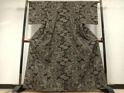 平和屋着物●本場大島紬　カタス9マルキ　風景花文　正絹　逸品　AABI9178fy