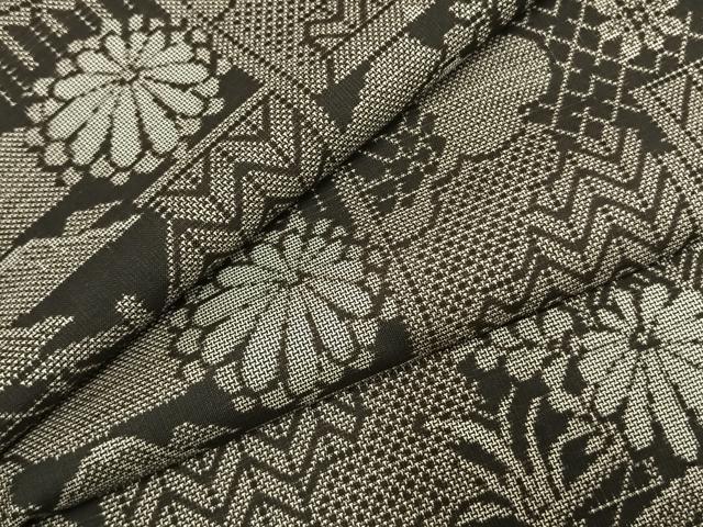平和屋着物●本場大島紬　カタス9マルキ　風景花文　正絹　逸品　AABI9178fy