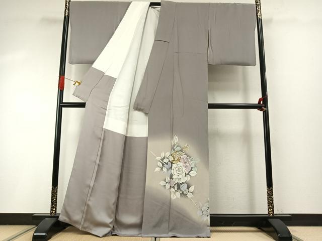 平和屋着物●豪華色留袖　作家物　手描き　薔薇　暈し染め　金彩　正絹　逸品　AABI9179fy