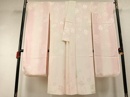 平和屋着物●振袖用長襦袢　袷　草花地紋　暈し染め　正絹　逸品　AABI9184fy