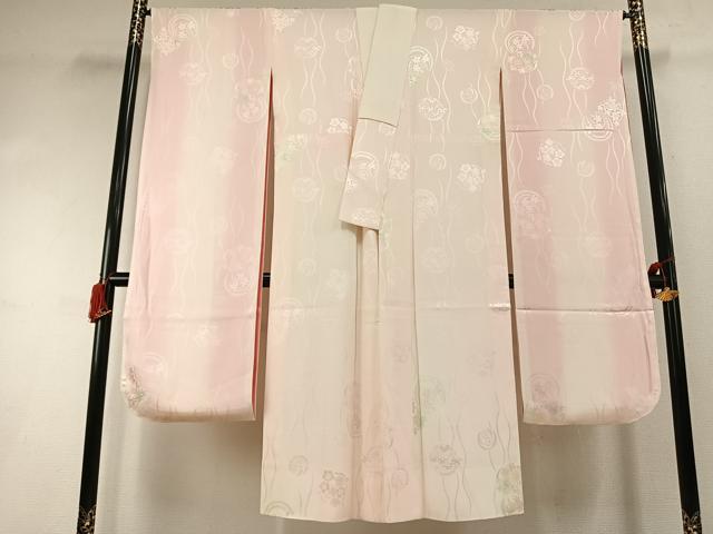 平和屋着物●振袖用長襦袢　袷　草花地紋　暈し染め　正絹　逸品　AABI9184fy