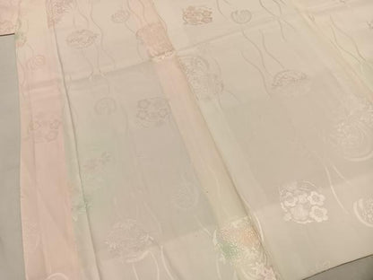 平和屋着物●振袖用長襦袢　袷　草花地紋　暈し染め　正絹　逸品　AABI9184fy