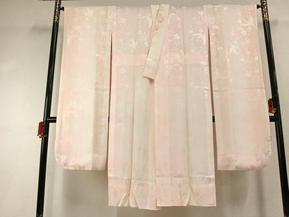 平和屋着物●振袖用長襦袢　無双仕立て　花鳥地紋　暈し染め　京都きもの友禅扱い　半衿刺繍　正絹　逸品　AABI9185fy