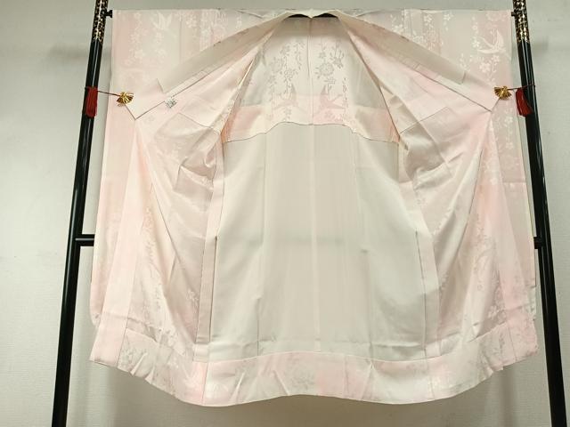平和屋着物●振袖用長襦袢　無双仕立て　花鳥地紋　暈し染め　京都きもの友禅扱い　半衿刺繍　正絹　逸品　AABI9185fy