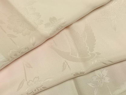 平和屋着物●振袖用長襦袢　無双仕立て　花鳥地紋　暈し染め　京都きもの友禅扱い　半衿刺繍　正絹　逸品　AABI9185fy