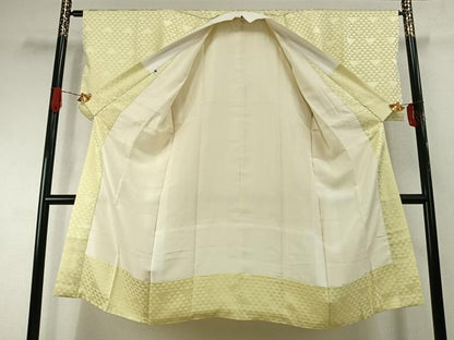 平和屋着物●長襦袢　袷　鱗吉祥地紋　淡黄色　ゑり善扱い　正絹　逸品　AABI9186fy