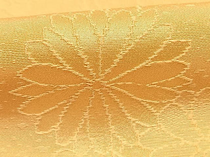 平和屋着物●上質な色無地　草花地紋　萱草色　正絹　逸品　AABI9191fy