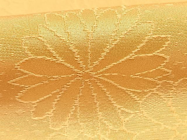 平和屋着物●上質な色無地　草花地紋　萱草色　正絹　逸品　AABI9191fy
