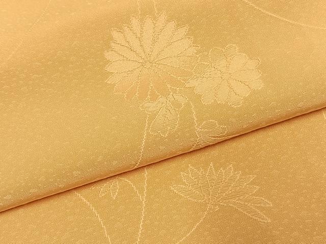 平和屋着物●上質な色無地　草花地紋　萱草色　正絹　逸品　AABI9191fy
