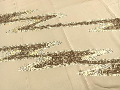 平和屋着物●訪問着　駒刺繍　流水花文　金彩　ゑり善扱い　正絹　逸品　AABI9192fy
