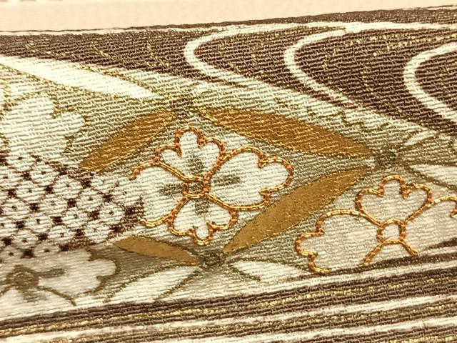 平和屋着物●訪問着　駒刺繍　流水花文　金彩　ゑり善扱い　正絹　逸品　AABI9192fy