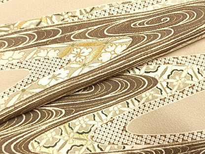 平和屋着物●訪問着　駒刺繍　流水花文　金彩　ゑり善扱い　正絹　逸品　AABI9192fy