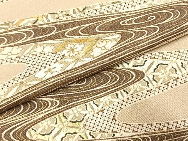 平和屋着物●訪問着　駒刺繍　流水花文　金彩　ゑり善扱い　正絹　逸品　AABI9192fy