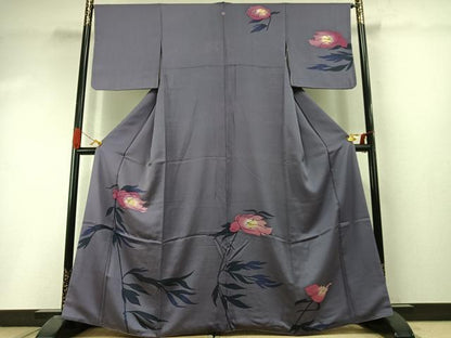 平和屋着物●訪問着　草花文　正絹　逸品　AABI9193fy