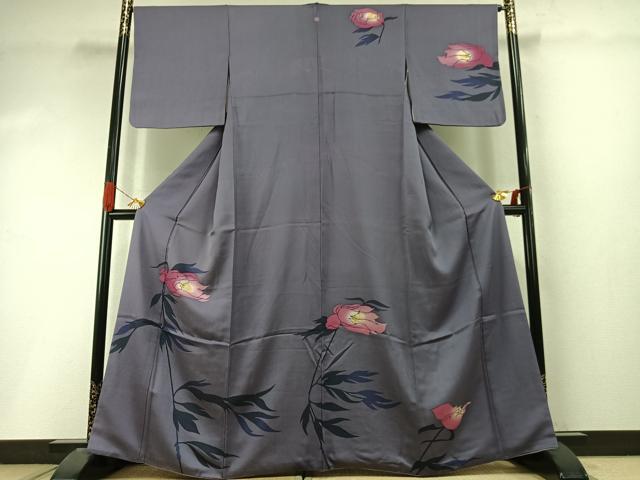 平和屋着物●訪問着　草花文　正絹　逸品　AABI9193fy