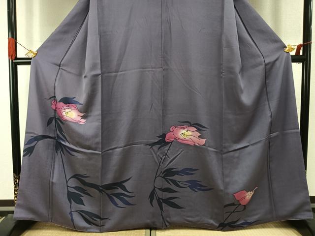 平和屋着物●訪問着　草花文　正絹　逸品　AABI9193fy