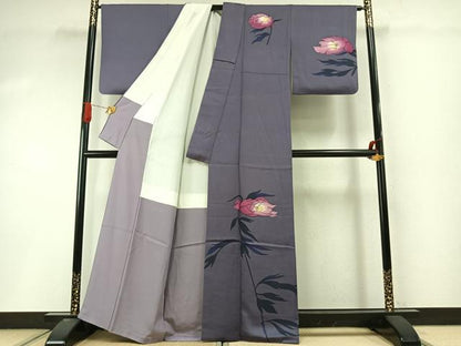 平和屋着物●訪問着　草花文　正絹　逸品　AABI9193fy