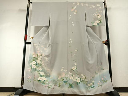 平和屋着物●訪問着　作家物　手描き　草花文　暈し染め　金銀彩　正絹　逸品　AABI9195fy