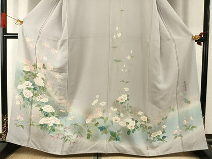 平和屋着物●訪問着　作家物　手描き　草花文　暈し染め　金銀彩　正絹　逸品　AABI9195fy
