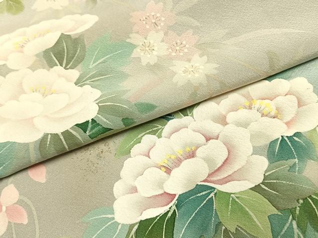 平和屋着物●訪問着　作家物　手描き　草花文　暈し染め　金銀彩　正絹　逸品　AABI9195fy