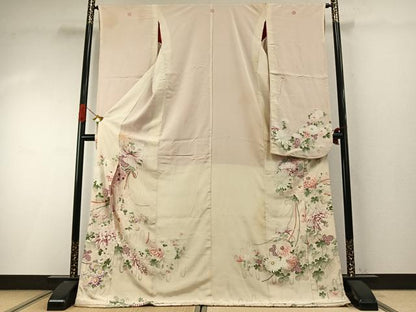 平和屋本店●アンティーク　大正ロマン　振袖　草花文　正絹　逸品　AABI9196fy