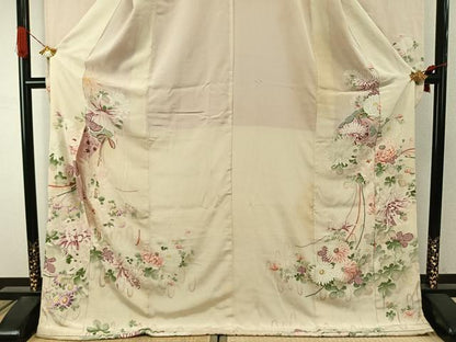平和屋本店●アンティーク　大正ロマン　振袖　草花文　正絹　逸品　AABI9196fy